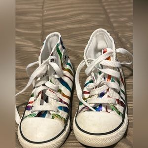Size 10t girls colorful. zebra print converse